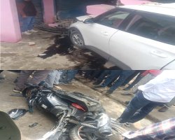 तेज रफ्तार कार ने बाइक को मारी टक्कर, युवक की मौत, दो बच्चे गंभीर घायल